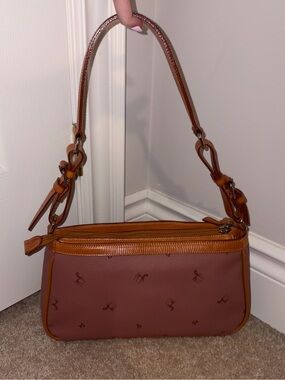 Women's Pink and Brown Shoulder Bag